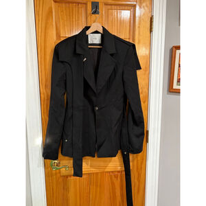 Heliot Emil Black Asymmetric Blazer Bondage Strap Avant Garde Tailored Jacket M